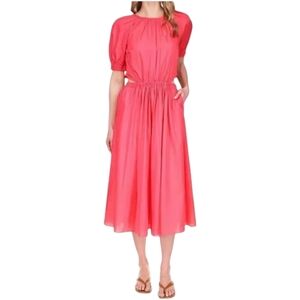 Michael Kors Geranium Short Sleeve Cutout A-Line Cotton Midi Dress X-Small 0-2